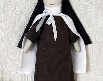 St. Theresia van Lisieux-pop | Handgemaakte katholieke kleine bloem knuffel