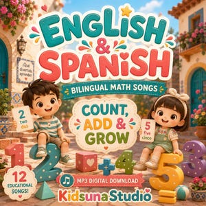 Bilingual Math Songs for Kids | English Spanish Learning for Preschool & Kindergarten| Homeschool Resource (MP3 Digital Download)