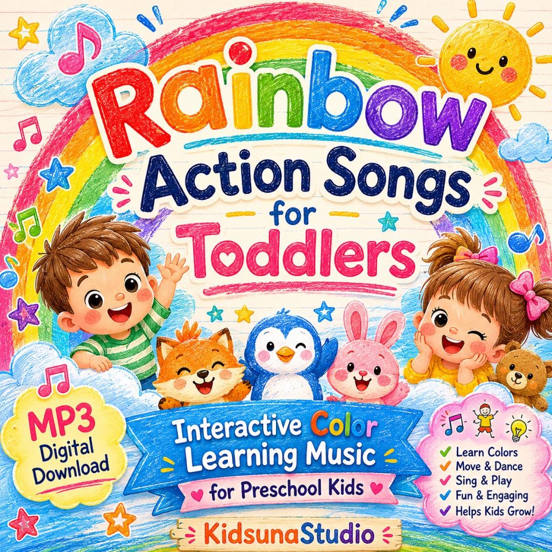 Rainbow Action Songs for Toddlers | Interactive Color Learning Music ...