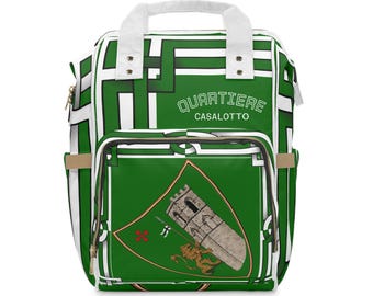 Mochila cambiador con diseño de escudo de Casalotto Quartiere | Estampado de escudo de castillo verde