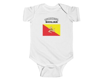 Sicilian Trinacria Flag Bodysuit | Sicily baby onesie, Italian island heritage