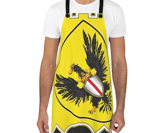 Monte Piazza Armerina Neighborhood Black Double-Headed Eagle Crest Apron | Heraldic Coat of Arms, Yellow Background