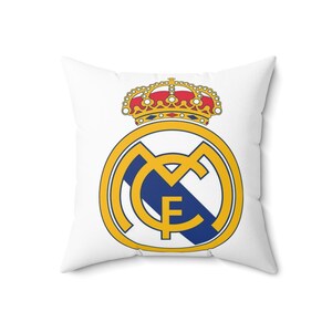 Real Madrid Wappen-Kissen | Quadratischer Polyester-Kissenbezug, Kissen mit Fußballvereinslogo Bild 3