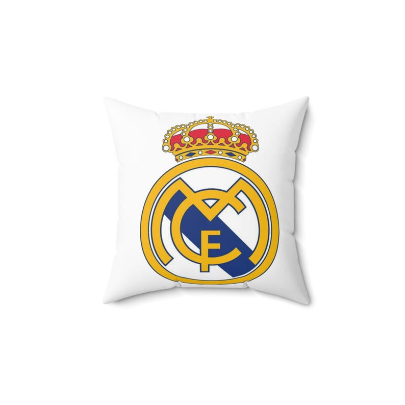 Real Madrid Wappen-Kissen | Quadratischer Polyester-Kissenbezug, Kissen mit Fußballvereinslogo Bild 1