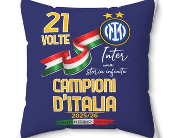 Kissen mit Inter Mailand, italienischer Meister 2025/26 | Erinnerungsstück mit italienischer Flagge (Fußball)