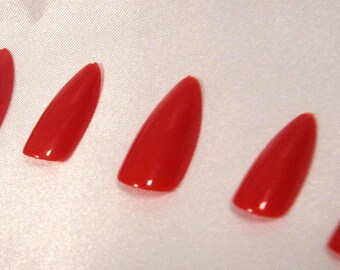 Classic Cherry Red Gloss Press-On Nails (Almond)