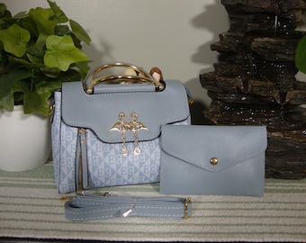 Blue Swan Embrace™ 3‑Piece Handbag Set – Elegant PU Tote with Wallet & Strap