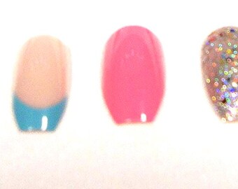 Turquoise & Pink Press-On Nails