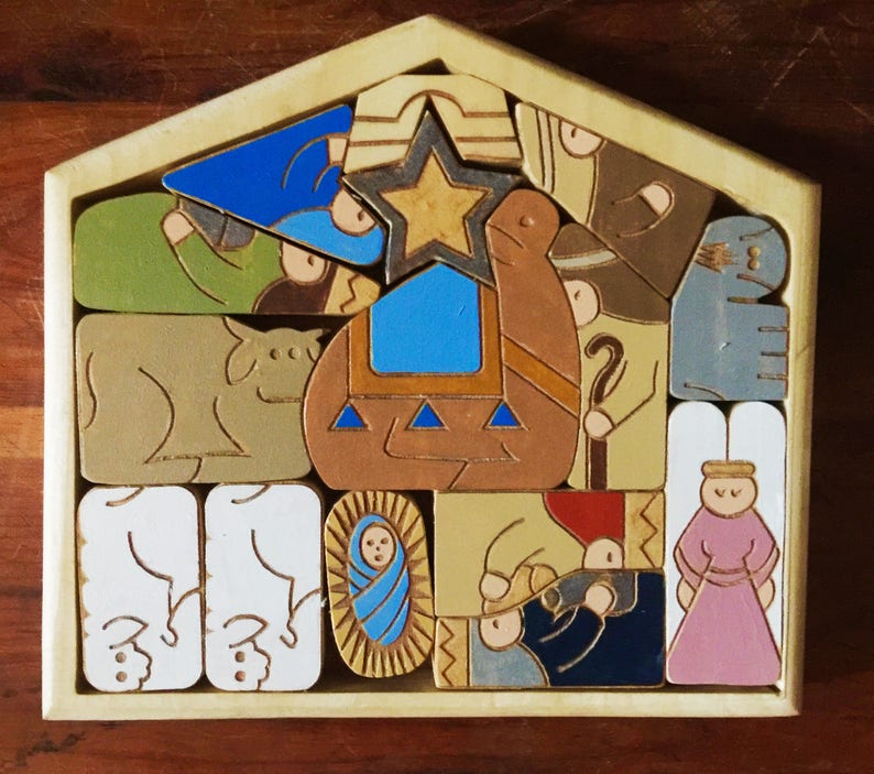 Wooden Boxed Nativity / Puzzle Etsy