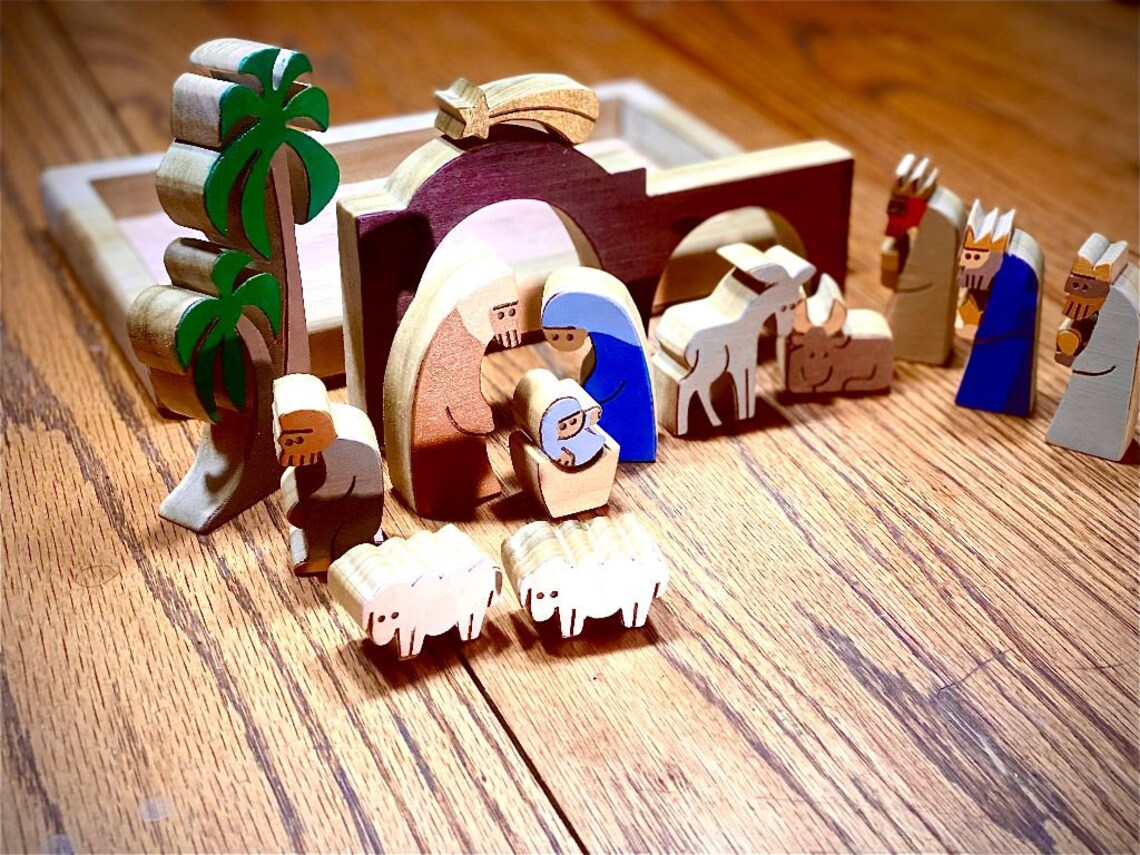 15 Piece Wooden Nativity Scene Puzzle Etsy