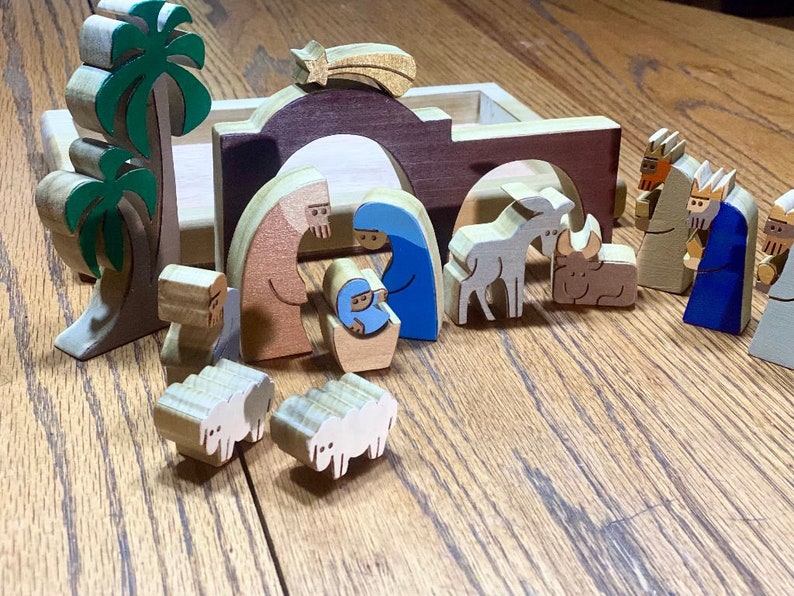 15 Piece Wooden Nativity Scene Puzzle Etsy