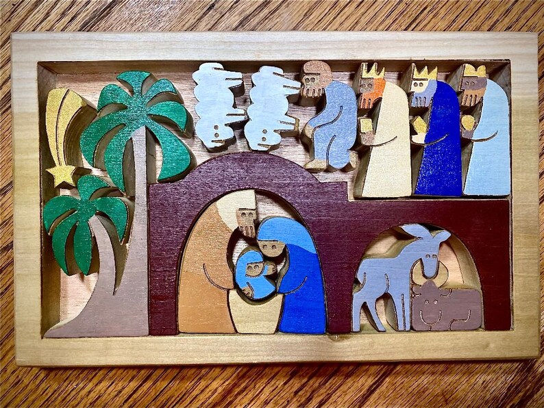 15 Piece Wooden Nativity Scene Puzzle Etsy