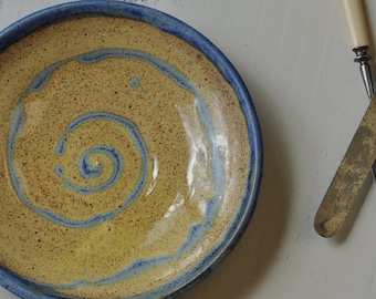 Blue and Yellow Swirlly Patterned Plate