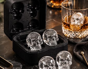 Skull Ice Cube Mold, Realistic Ice Tray for Whiskey Cocktails, Gothic Bar Accessory