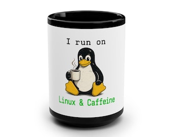 Jag kör på Linux & koffeinmugg | 45 cl svart kaffemugg