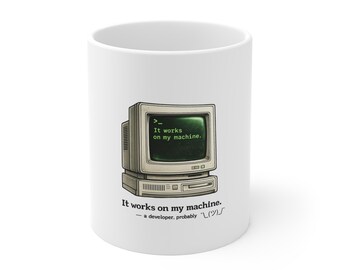 Retro Computer "It Works On My Machine" Mug | Programmer Humor