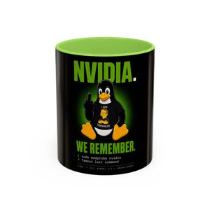 NVIDIA We Remember Linux Tux Mug | Funny Linux Gift | Developer Coffee Mug