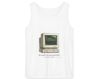Linne med "Det fungerar på min maskin"-motiv från vintagedator | T-shirt med retroprogrammerare