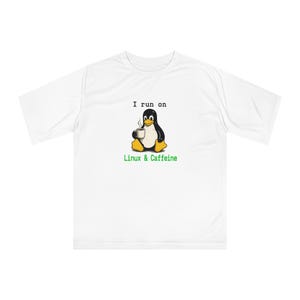 I run on Linux & Caffeine T-shirt | Penguin Coffee Linux Tee