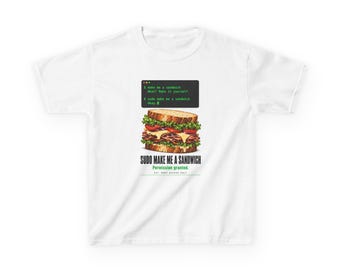 Sudo Make Me a Sandwich Kids Tee | Funny Programmer Shirt for Kids | Linux Humor | Coder Gift