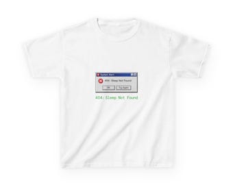404 Sleep Not Found Kids T-Shirt | Funny Tech Gift for Kids | Computer Humor Tee | Little Coder | Geeky Kid Shirt