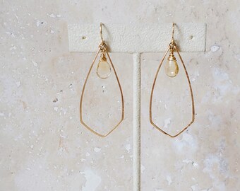 Citrine and 14k Gold-filled Geo Earrings, Handmade in Charleston South Carolina, Beach Wedding Jewelry, Bridesmaid Gifts