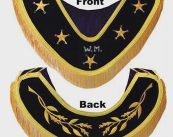 Order of the Eastern Star OES Purple Velvet Collar–Hand Embroidered Vine Work with Gold Braid Trim Fringe Masonic Regalia Collar OES Collar