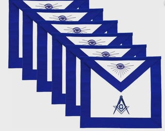 Masonic Master Mason Aprons Set of 6 | Blue Lodge Embroidered Aprons with Fringe | Freemason Regalia | Lodge Officer Ceremonial Apron Set