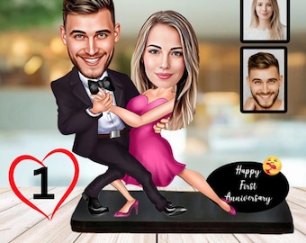 Benutzerdefinierte Cartoon-Paar-Figur, personalisiertes Jubiläumsgeschenk, UV gedrucktes Foto-Schmuckstück