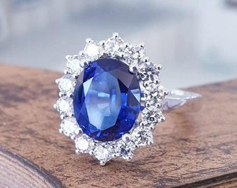 Blauer Saphir Ring | Handmade 925 Sterling Silber Verlobungsring | September Geburtsstein