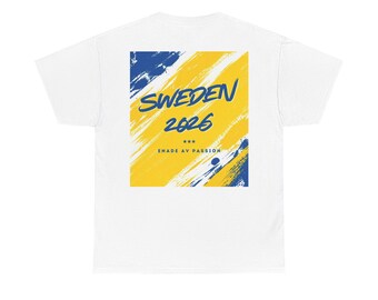 Sweden 2026 Brushstroke Soccer Tee | Sweden flag colors