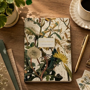 Bruno Visconti Summer Greens A5-anteckningsbok med botaniska illustrationer, linjerade sidor, bärbar anteckningsbok