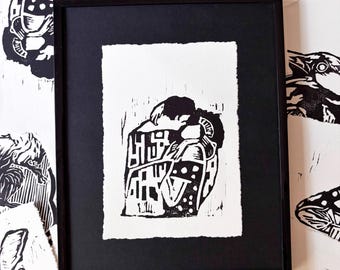 Klimt-inspired Linocut Print | Klimt Art