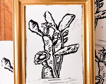 Cactus Linocut Print | Nopal Artwork