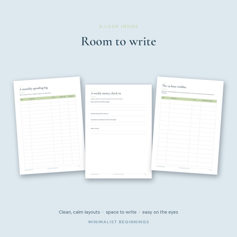Simple Spending Tracker | Printable Mindful Money PDF Workbook - Etsy ...