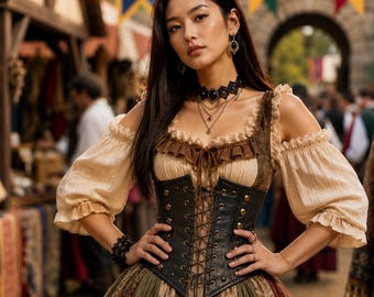 Underbust Corset, Leather Waist Cincher, Lace Up Corset Belt, Renaissance Corset, Gothic Corset, Victorian Corset, Medieval Cosplay