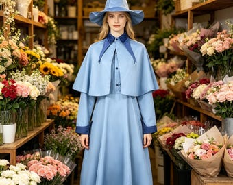 Disfraz de la Academia de Magia Francesa, elegante uniforme azul de la escuela de magos, vestido de cosplay de Halloween, estilo escuela de magia.