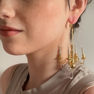 chandelier statement earrings in gold non-lighting image 4