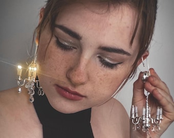 silver light-up 'rococo' chandelier earrings