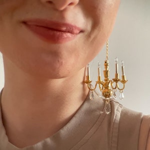 chandelier statement earrings in gold non-lighting image 1