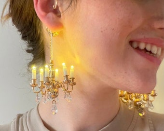 light-up 'rococo' chandelier earrings in gold