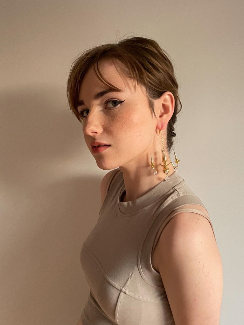 chandelier statement earrings in gold non-lighting image 7