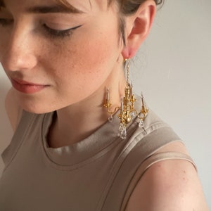 chandelier statement earrings in gold non-lighting image 6