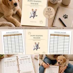 Puppy Training Planner Printable PDF | Dog Training Journal, Potty Training Tracker, Puppy Care Binder, New Puppy Checklist Bundle