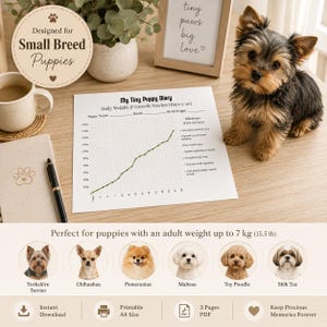 Small Breed Puppy Growth Tracker Printable | Puppy Weight Chart PDF | First Year Puppy Milestones | A4 Digital Download | 3 Pages