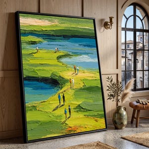 Cuadro decorativo de pared con imágenes de campos de golf, escena deportiva y de ocio, decoración para actividades al aire libre, paisaje moderno de golf, listo para colgar.