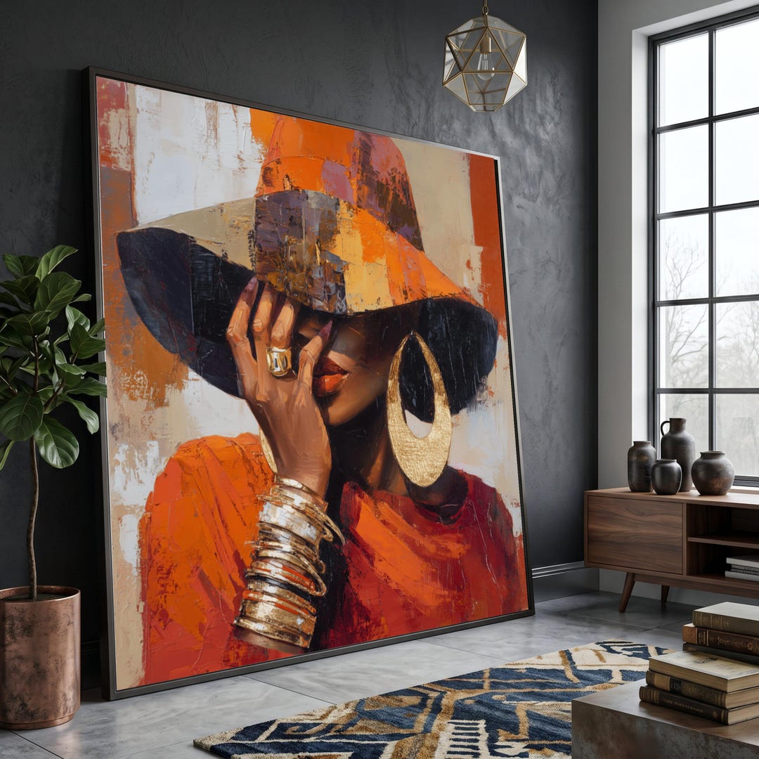 Elegant Woman With Wide Brim Hat Canvas, Fashion Portrait Wall Art ...