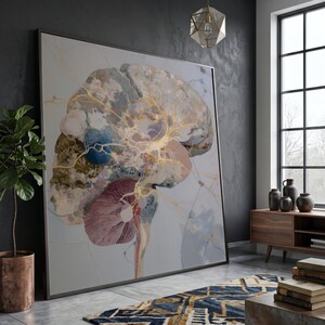Abstract Neural Connection Canvas, Brain Anatomy Wall Art, Scientific Canvas Decor, Modern Medical Illustration, Educational Home Decoration