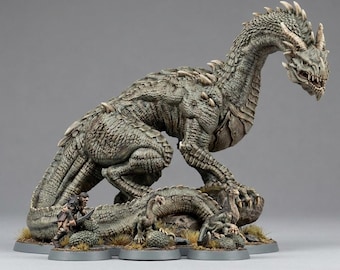 Bergdrache-Champion-Monsterminiatur 28 mm – Bergdrache | Herr der Ringe Mittelerde Proxy DnD Tabletop Wargaming RPG Resin-Miniatur