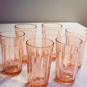 Set of 6 Anchor Hocking Vintage Pink Depression Glass 5” Tumblers! Gorgeous Set!